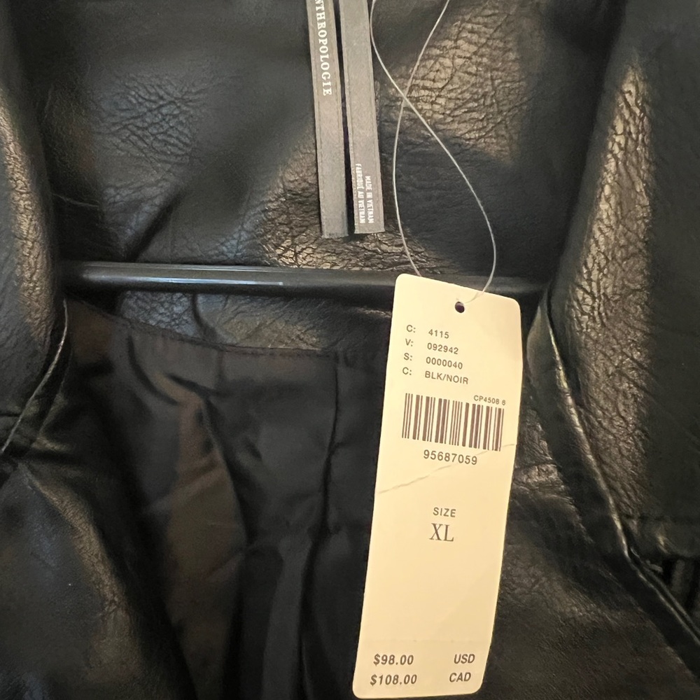 Anthropologie Women’s Black Faux Leather Moto Jacket - Picture 5 of 5